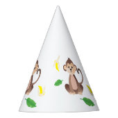 熱帯の葉を剥いだバナナを持つサル パーティーハット (正面)