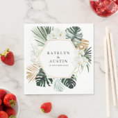 熱帯の葉パームの緑のフローラ結婚の スタンダードランチョンナプキン (インサイチュ)