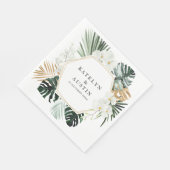 熱帯の葉パームの緑のフローラ結婚の スタンダードランチョンナプキン (角)