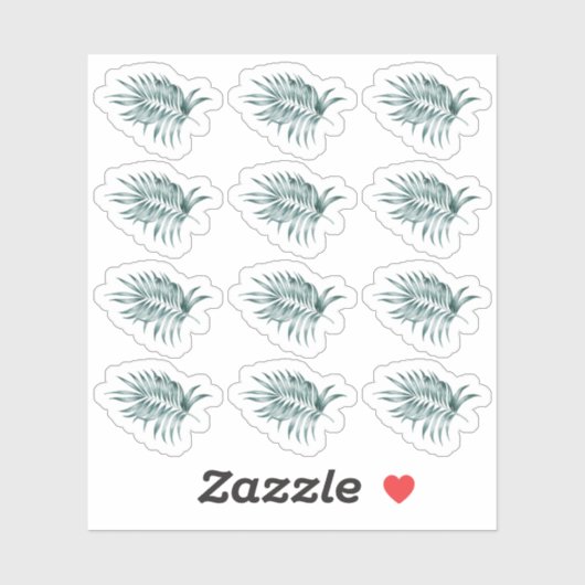 熱帯の葉ヤシの葉の緑の水色 シール (シート)