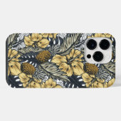 熱帯の葉花の模様 iPhoneケース (裏面横)
