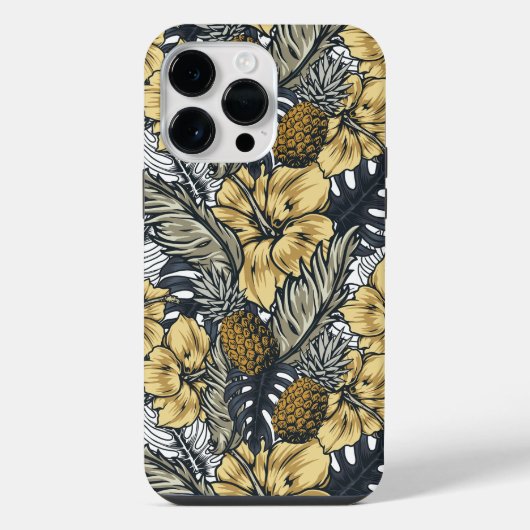 熱帯の葉花の模様 iPhoneケース (裏面)