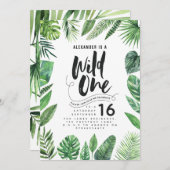 熱帯の葉+スクリプト文字ワイルド1歳 (正面/裏面)