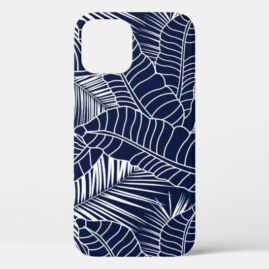 熱帯の葉、ネイビーブルーの背景 Case-Mate iPhoneケース (裏面)