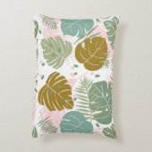 熱帯の葉 – モンステラとヤシの葉パターン アクセントクッション (裏面(縦))