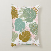熱帯の葉 – モンステラとヤシの葉パターン アクセントクッション (正面(垂直))