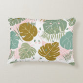 熱帯の葉 – モンステラとヤシの葉パターン アクセントクッション (裏面)