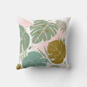 熱帯の葉 – モンステラとヤシの葉パターン クッション (裏面)