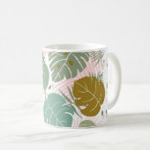 熱帯の葉 – モンステラとヤシの葉パターン コーヒーマグカップ (正面右)