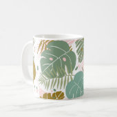 熱帯の葉 – モンステラとヤシの葉パターン コーヒーマグカップ (正面左)