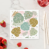 熱帯の葉 – モンステラとヤシの葉パターン スタンダードランチョンナプキン (インサイチュ)