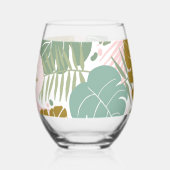 熱帯の葉 – モンステラとヤシの葉パターン ステムなしワイングラス (左)