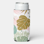 熱帯の葉 – モンステラとヤシの葉パターン スリム缶クーラー (Seltzer裏面)