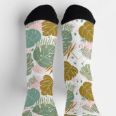 熱帯の葉 – モンステラとヤシの葉パターン ソックス (上部)