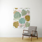 熱帯の葉 – モンステラとヤシの葉パターン タペストリー (インサイチュ)