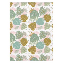 熱帯の葉 – モンステラとヤシの葉パターン テーブルクロス