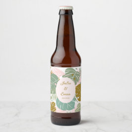 熱帯の葉 – モンステラとヤシの葉パターン ビールラベル