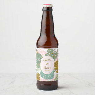 熱帯の葉 – モンステラとヤシの葉パターン ビールラベル