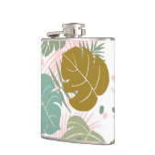 熱帯の葉 – モンステラとヤシの葉パターン フラスク (左)