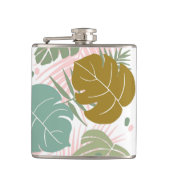 熱帯の葉 – モンステラとヤシの葉パターン フラスク (正面)