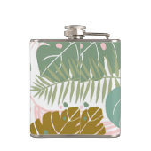 熱帯の葉 – モンステラとヤシの葉パターン フラスク (裏面)