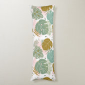 熱帯の葉 – モンステラとヤシの葉パターン ボディピロー (裏面 (縦))