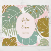 熱帯の葉 – モンステラとヤシの葉パターン リキュールボトルラベル (シングルラベル)