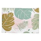 熱帯の葉 – モンステラとヤシの葉パターン 枕カバー (裏面)