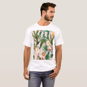熱帯の葉、花、果実のパターン。 Tシャツ (正面フル)