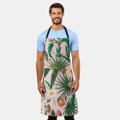 熱帯の葉、花、fとシームレスなパターン エプロン (着用した状態)