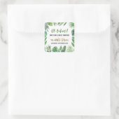 熱帯の葉+金ゴールド動物の赤ちゃんシャワーパーティー スクエアシール (バッグ)