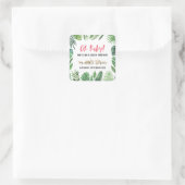 熱帯の葉+金ゴールド動物の赤ちゃんシャワーパーティー スクエアシール (バッグ)