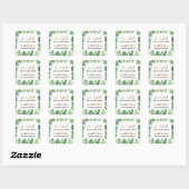 熱帯の葉+金ゴールド動物の赤ちゃんシャワーパーティー スクエアシール (シート)