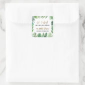 熱帯の葉+金ゴールド動物の赤ちゃんシャワーパーティー スクエアシール (バッグ)