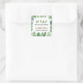 熱帯の葉+金ゴールド動物の赤ちゃんシャワーパーティー スクエアシール (バッグ)