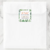 熱帯の葉+金ゴールド動物の赤ちゃんシャワーパーティー スクエアシール (バッグ)