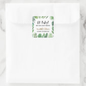 熱帯の葉+金ゴールド動物の赤ちゃんシャワーパーティー スクエアシール (バッグ)