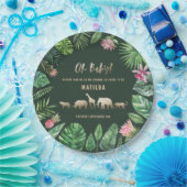 熱帯の葉+金ゴールド動物の赤ちゃんシャワーパーティー ペーパープレート (パーティー)