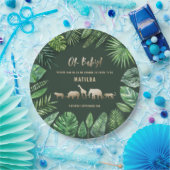 熱帯の葉+金ゴールド動物の赤ちゃんシャワーパーティー ペーパープレート (パーティー)