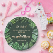 熱帯の葉+金ゴールド動物の赤ちゃんシャワーパーティー ペーパープレート (パーティー)