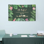 熱帯の葉+金ゴールド動物の赤ちゃんシャワーパーティー 横断幕 (トレードショー)