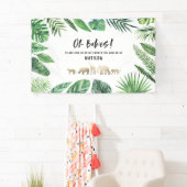熱帯の葉+金ゴールド動物の赤ちゃんシャワーパーティー 横断幕 (インサイチュ)