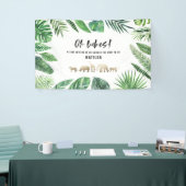 熱帯の葉+金ゴールド動物の赤ちゃんシャワーパーティー 横断幕 (トレードショー)