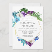 熱帯の蘭の幾何学的リハーサルディナー 招待状 (正面)