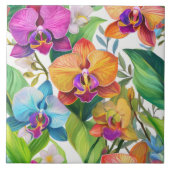 熱帯の蘭の模様は継ぎ目なく タイル (正面)