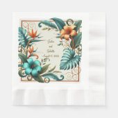 熱帯の虹彩色の食肉弁当 縁ありランチョンナプキン (正面)