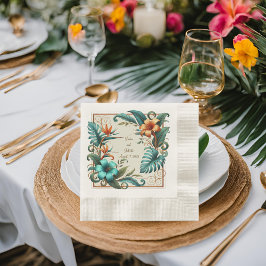 熱帯の虹彩色の食肉弁当 縁ありランチョンナプキン