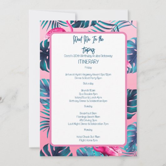 熱帯の誕生日旅行日程で会う 招待状 (正面)