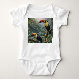 熱帯の調和：樹冠の二羽のオオハナドリ ベビーボディスーツ