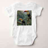 熱帯の調和:樹冠の二羽のオオハナドリ ベビーボディスーツ (裏面)